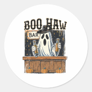 Boo Haw Retro Western Halloween Classic Round Sticker