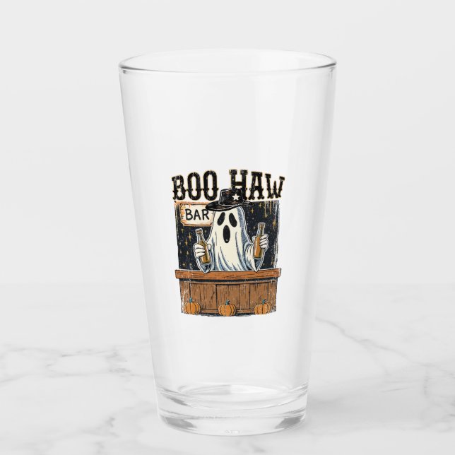 Boo Haw Retro Western Halloween Glass (Front)