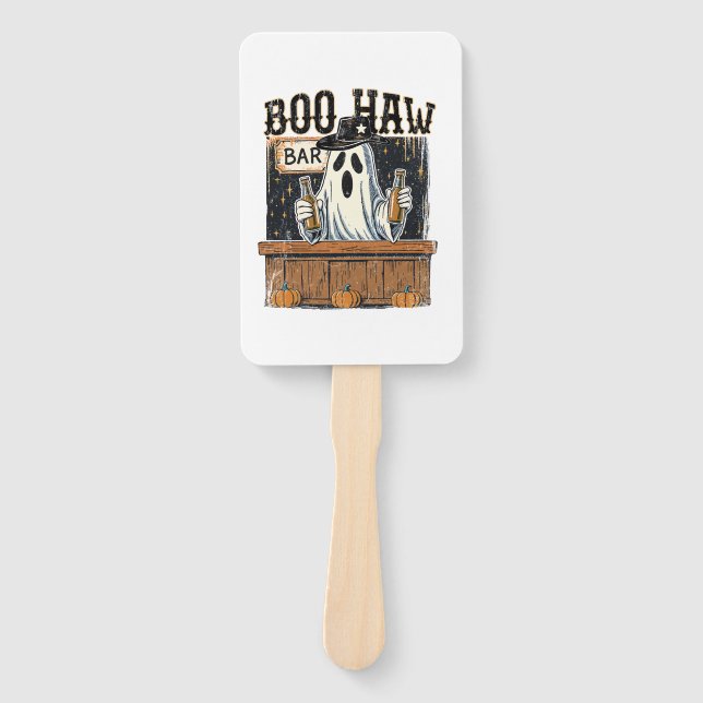 Boo Haw Retro Western Halloween Hand Fan (Front)
