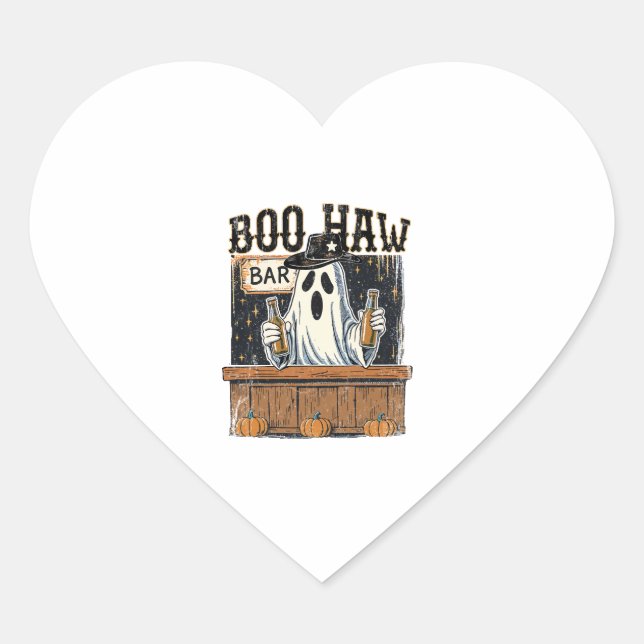 Boo Haw Retro Western Halloween Heart Sticker (Front)