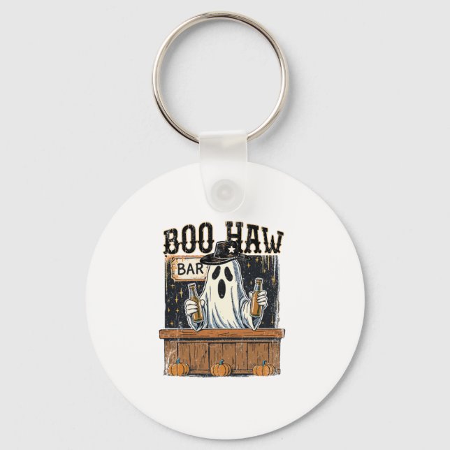 Boo Haw Retro Western Halloween Keychain (Front)