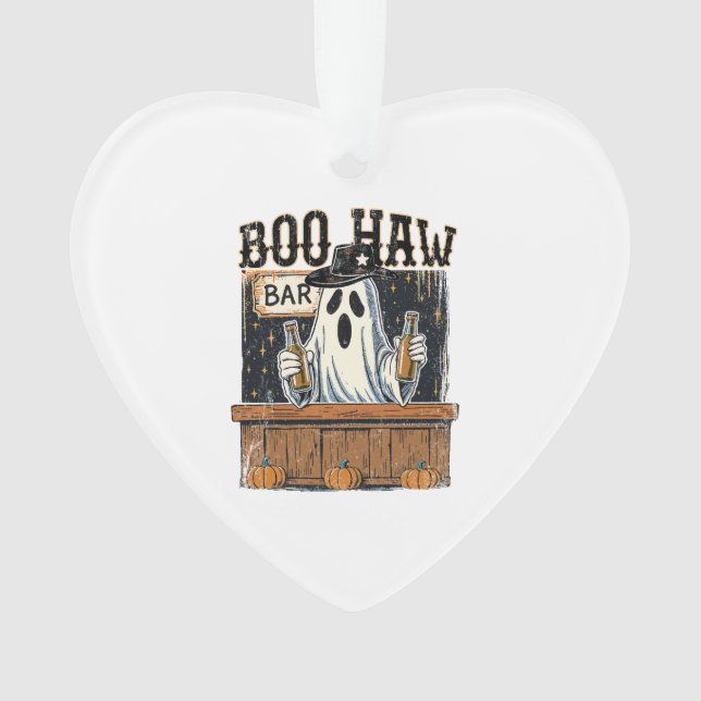 Boo Haw Retro Western Halloween Ornament (Front)