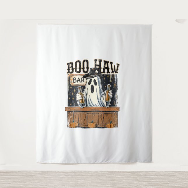 Boo Haw Retro Western Halloween Tapestry (Front)