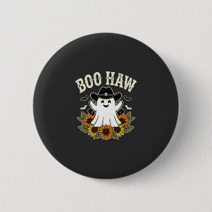Boo Haw Western Halloween Ghost Design 2 Inch Round Button