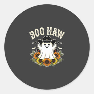 Boo Haw Western Halloween Ghost Design Classic Round Sticker