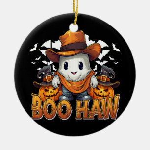 Boo Haw Western Halloween Vintage Ghost Funny Cute Ceramic Ornament