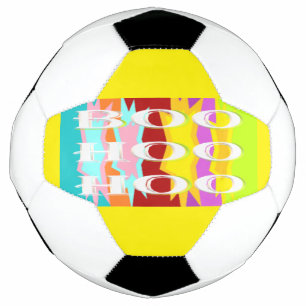 Boo Hoo design flash colours white text Bottle Soccer Ball