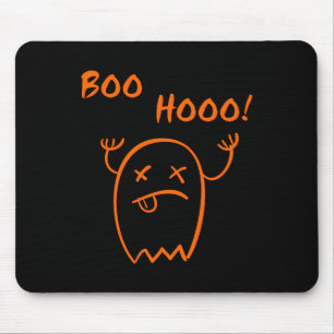 Boo Hooo Halloween Ghost Dark Monotone Mouse Pad