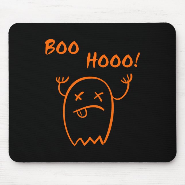 Boo Hooo Halloween Ghost Dark Monotone Mouse Pad (Front)