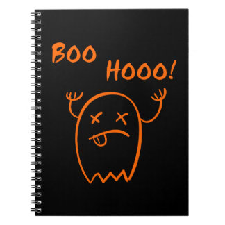 Boo Hooo Halloween Ghost Dark Monotone Notebook
