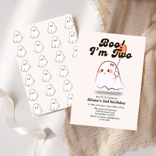 Boo i am two Retro Ghost 2nd Birthday  Invitation