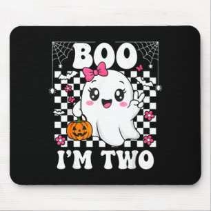 Boo i’m two ghost groovy 2nd birthday halloween mouse pad