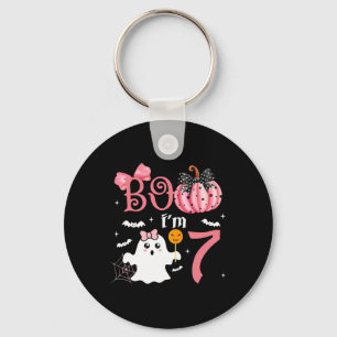 Boo I'm Seven Ghost Seventh 7th Birthday Halloween Keychain