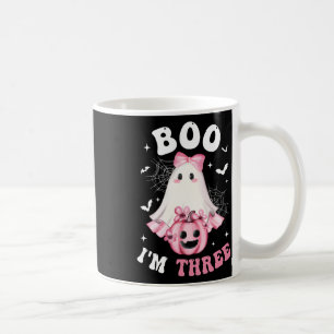 Boo I'm Three 3rd Birthday Girl Pink Bow Pumpkin G Coffee Mug