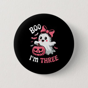 Boo Im Three Cute Ghost Halloween 3rd Birthday Tod 2 Inch Round Button