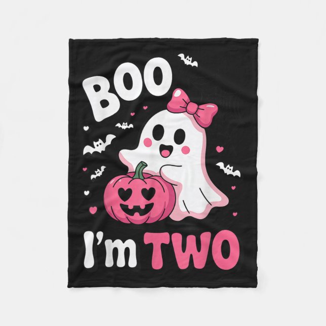 Boo Im Two 2nd Birthday Halloween Costume For Todd Fleece Blanket (Front)