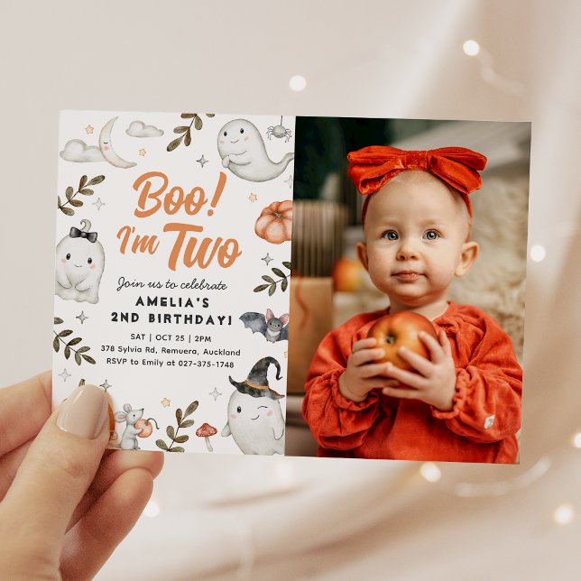 Boo! I'm two Halloween Birthday Photo Invitation (Creator Uploaded)