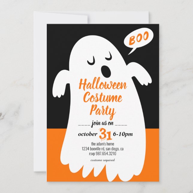 Boo - Invitation à la fête d'Halloween (Devant)