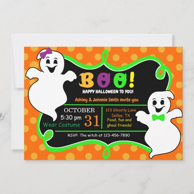 Boo ! Invitation de la fête d'Halloween (Devant)