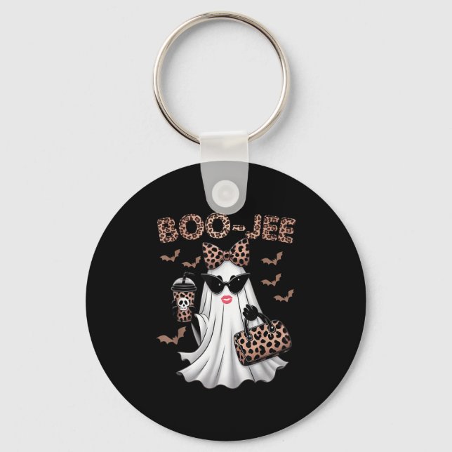 Boo Jee Boujee Ghost Halloween Fun October Vibes  Keychain (Front)