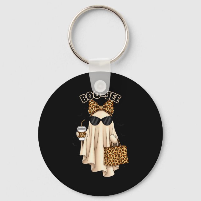 Boo Jee Boujee Ghost Halloween October Vibes Soky  Keychain (Front)