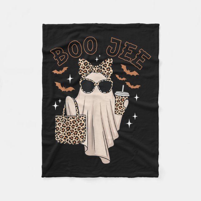 Boo Jee Boujee Nk Ghost Halloween October Vibes  Fleece Blanket (Front)