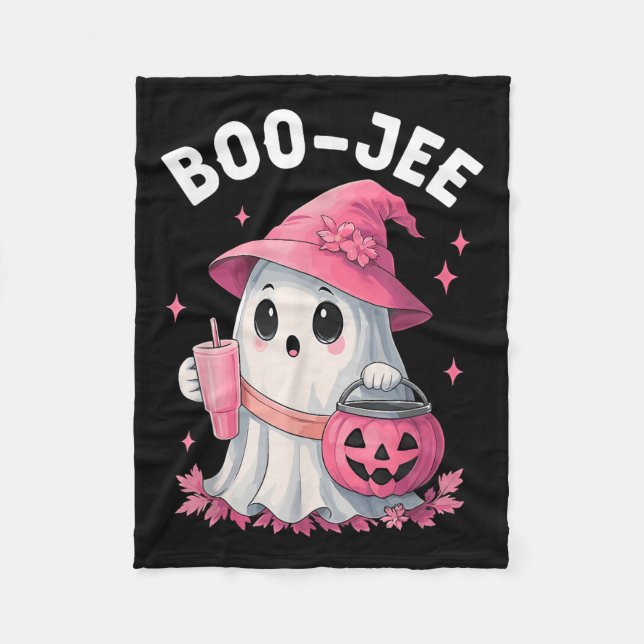 Boo Jee Boujee Nk Ghost Halloween October Vibes  Fleece Blanket (Front)
