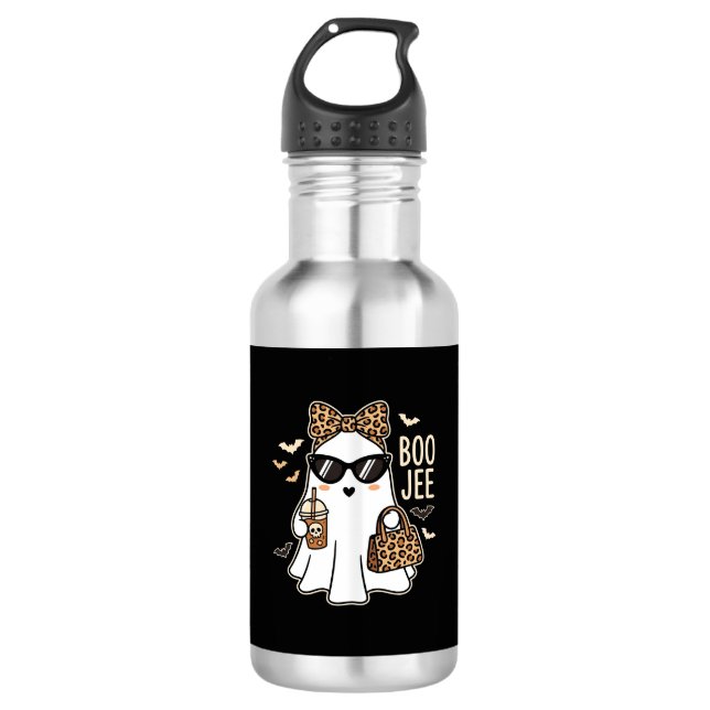 Boo Jee Cute Ghost Halloween Leopard Design_1 532 Ml Water Bottle (Front)
