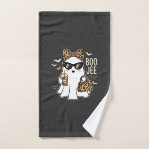 Boo Jee Cute Ghost Halloween Leopard Design_1 Hand Towel