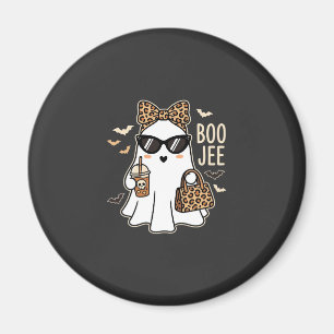Boo Jee Cute Ghost Halloween Leopard Design_1 Magnet