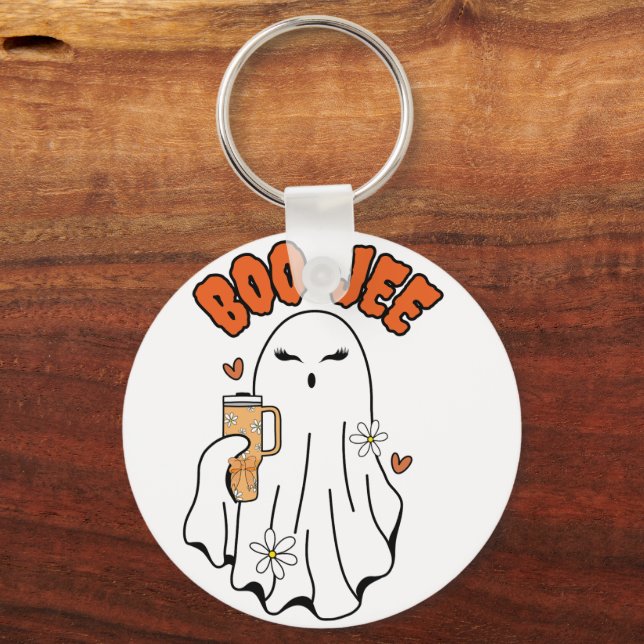 Boo-Jee Cute Halloween Ghost With 40oz Tumbler Keychain (Back)