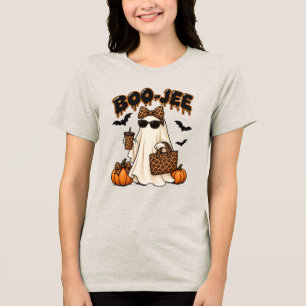 BOO JEE Funny Halloween Ghost Spooky Vibes Tri-Blend Shirt