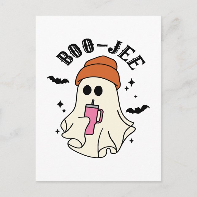 Boo-Jee  funny Halloween Tumbler-Inspired Ghost Postcard (Front)