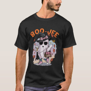 Boo Jee Ghost drinking coffee Spooky Season Hallow T-Shirt