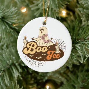 Boo-Jee Ghost Halloween funny Ceramic Ornament