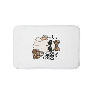 Boo Jee Ghost Halloween Leopard Bow Vector Design_ Bath Mat