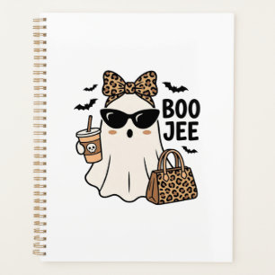 Boo Jee Ghost Halloween Leopard Bow Vector Design_ Planner