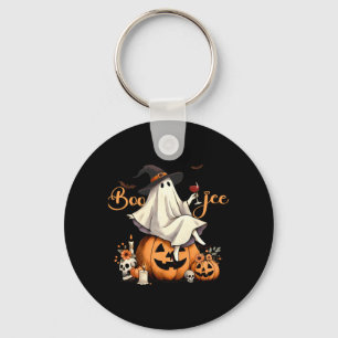 Boo Jee Ghost Ice Coffee Coquette Bow Halloween Keychain