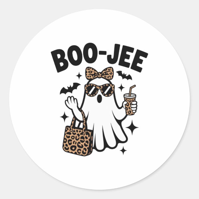BOO-JEE Ghost – Stylish Halloween Diva Design Classic Round Sticker (Front)