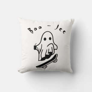 Boo Jee Halloween Ghost Skating Spooky drawing Throw Pillow