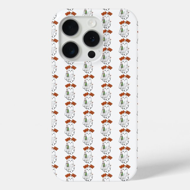 Boo-Jee Halloween Ghost with Iced Coffee in hand  Case-Mate iPhone Case (Back)
