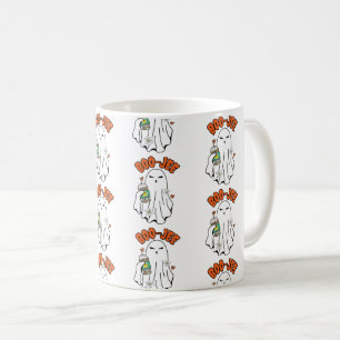 Boo-Jee Halloween Ghost with Iced Coffee in hand  Mug