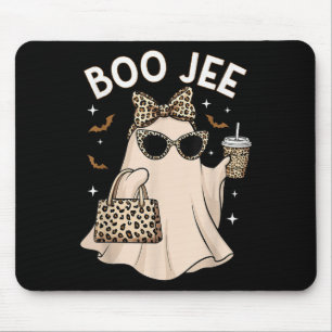 Boo Jee Leopard Ghost Coffee Halloween Boujee Wome Mouse Pad