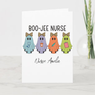 Boo-Jee Nurse Halloween Ghost Personalized Card
