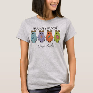 Boo-Jee Nurse Halloween Ghost Personalized Name  T-Shirt