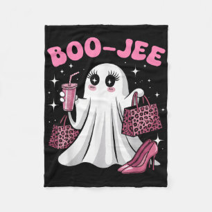 Boo-jee Tumbler Ghost Boujee Leopard Halloween Gir Fleece Blanket
