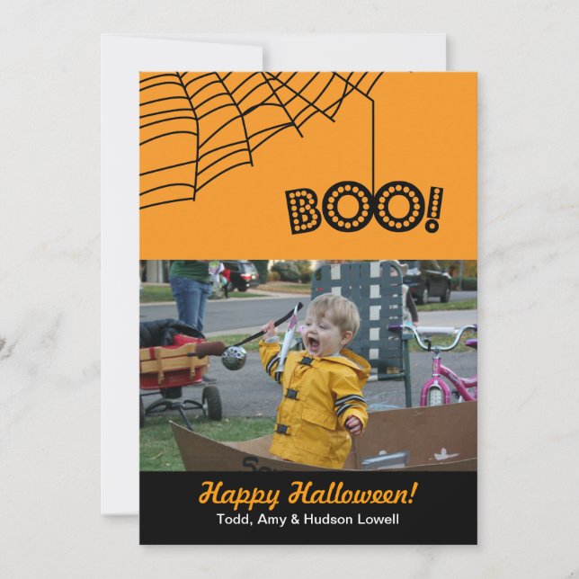 BOO ! Joyeux Carte photo de vacances Halloween (Devant)
