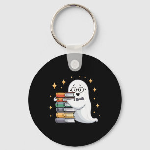 Boo-k Lover Halloween Ghost Teacher Book Stack Men Keychain