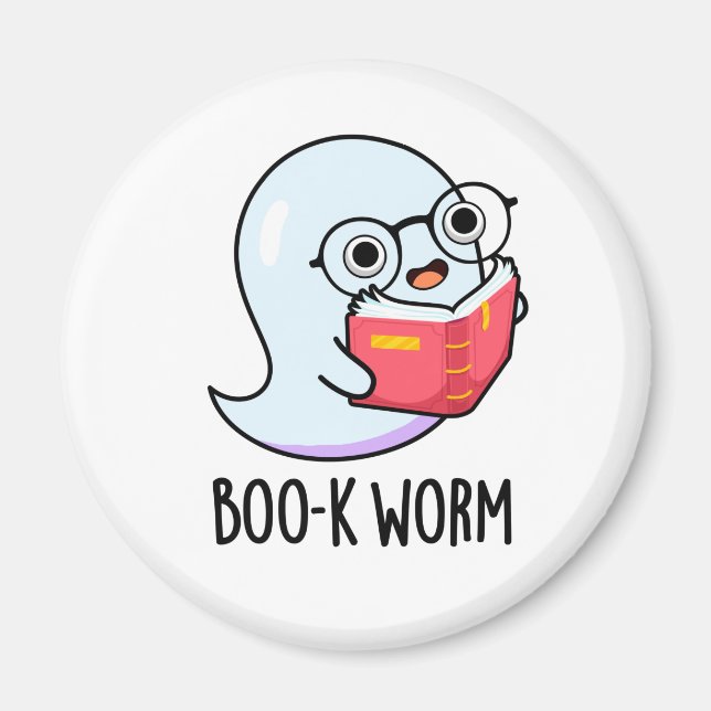 Boo-k Worm Funny Halloween Bookworm Ghost Pun Magnet (Front)