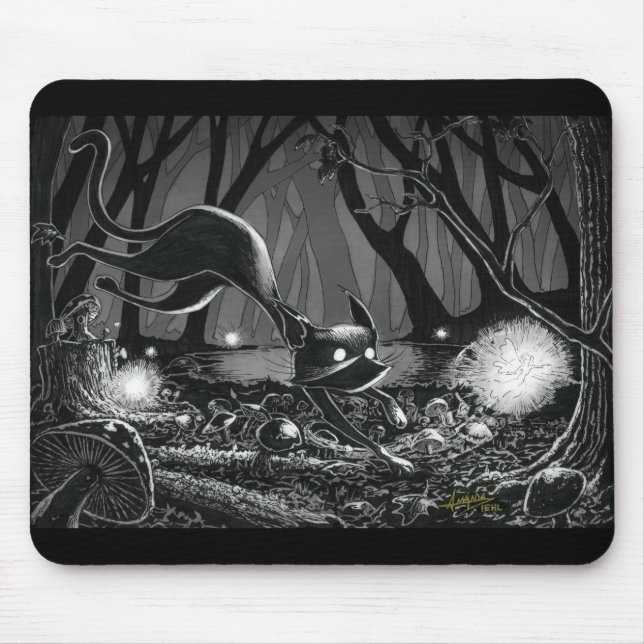 Boo Kitty Chases a Fairy Mouse Pad (Front)